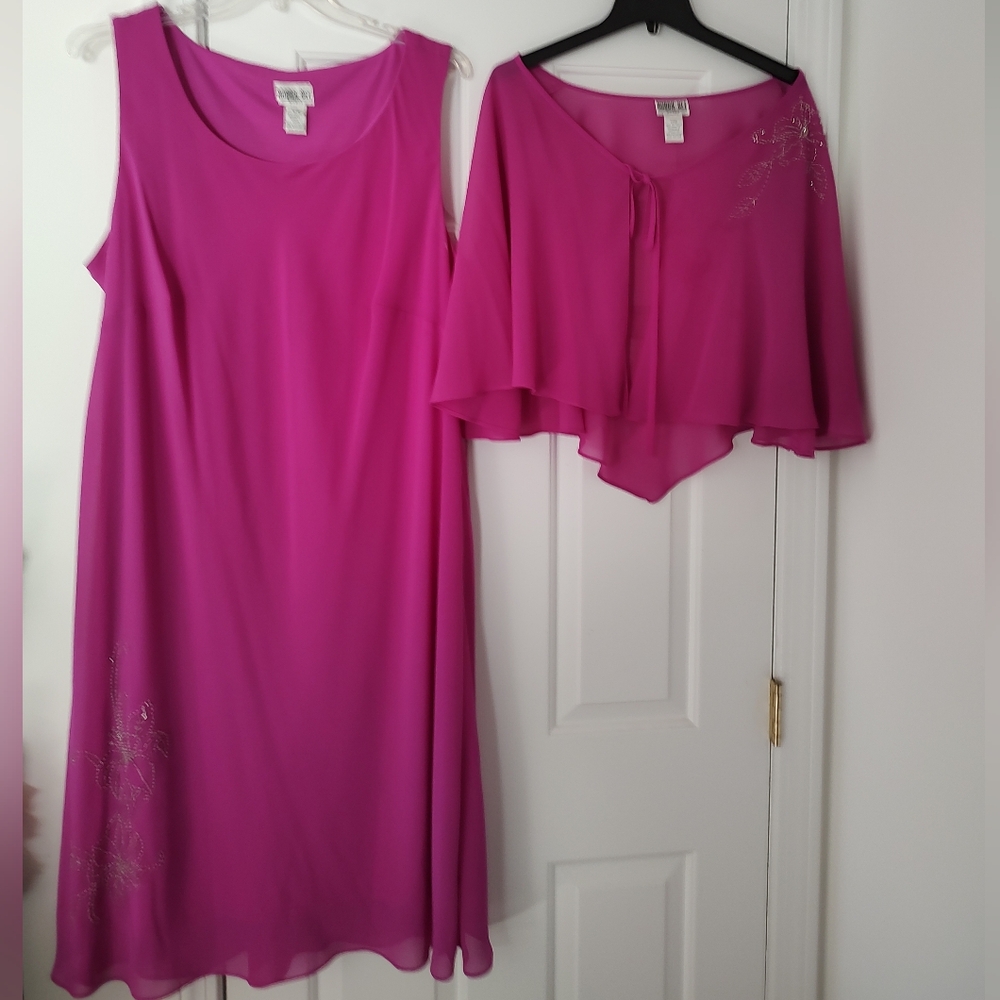 Size 24 Pink Sleeveless Cape Dress